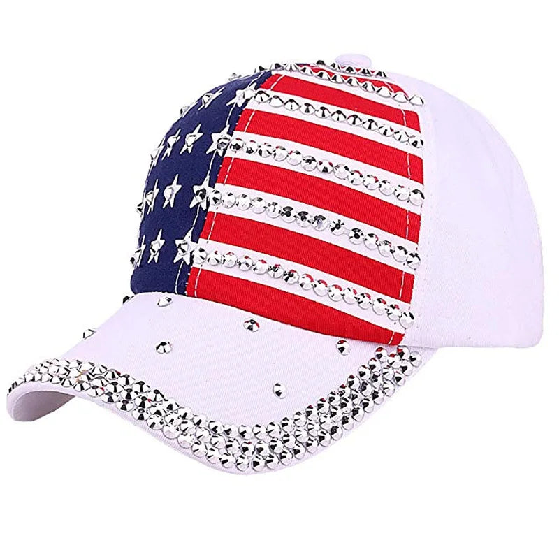 Bling Crystal American Flag USA America Hat