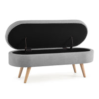 Ottoman Oval Storage Bench, Wood Legs, Grey(43.5"x16"x16")