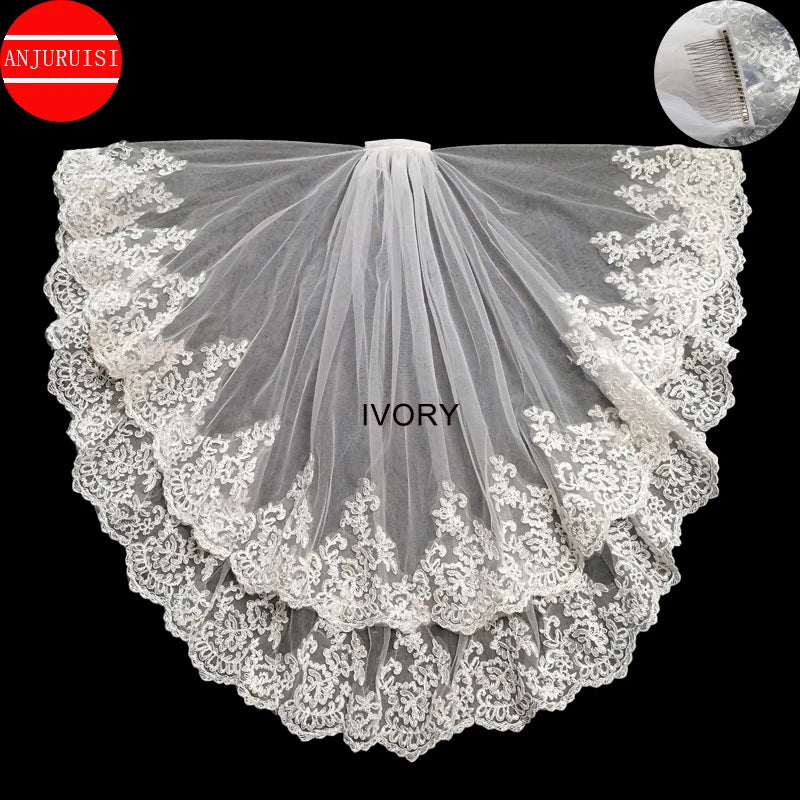 HUGE DISCOUNT- Two Layer Bridal Velo Lace Edge Short Wedding Veil