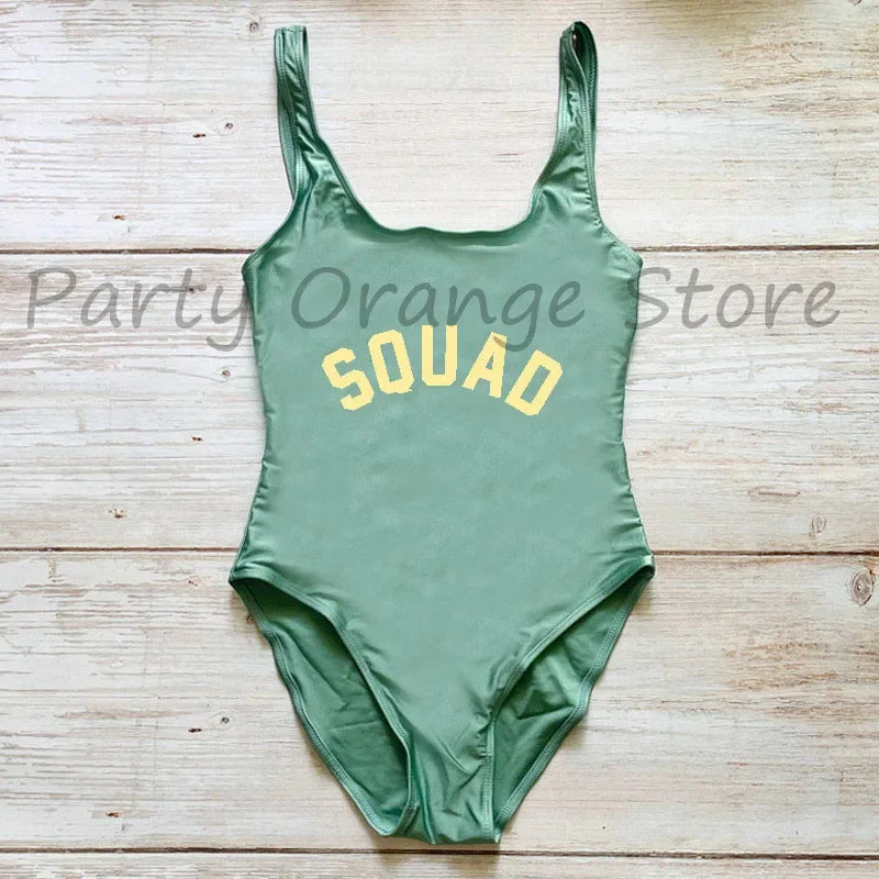 Bachelor Party Sexy One Piece Swimsuit BRIDE & SQUAD