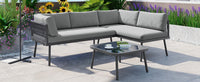 3-Piece PE Rattan Metal Sectional Furniture Set w/ Cushions and Glass Table