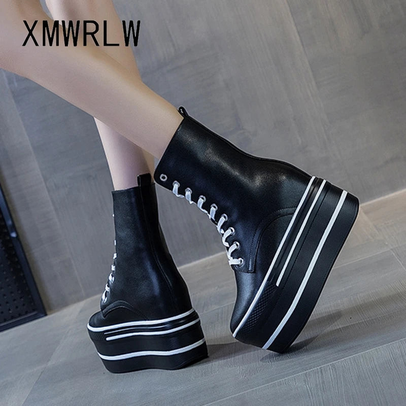 Platform High Top Lace-Up Boots