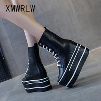 Platform High Top Lace-Up Boots