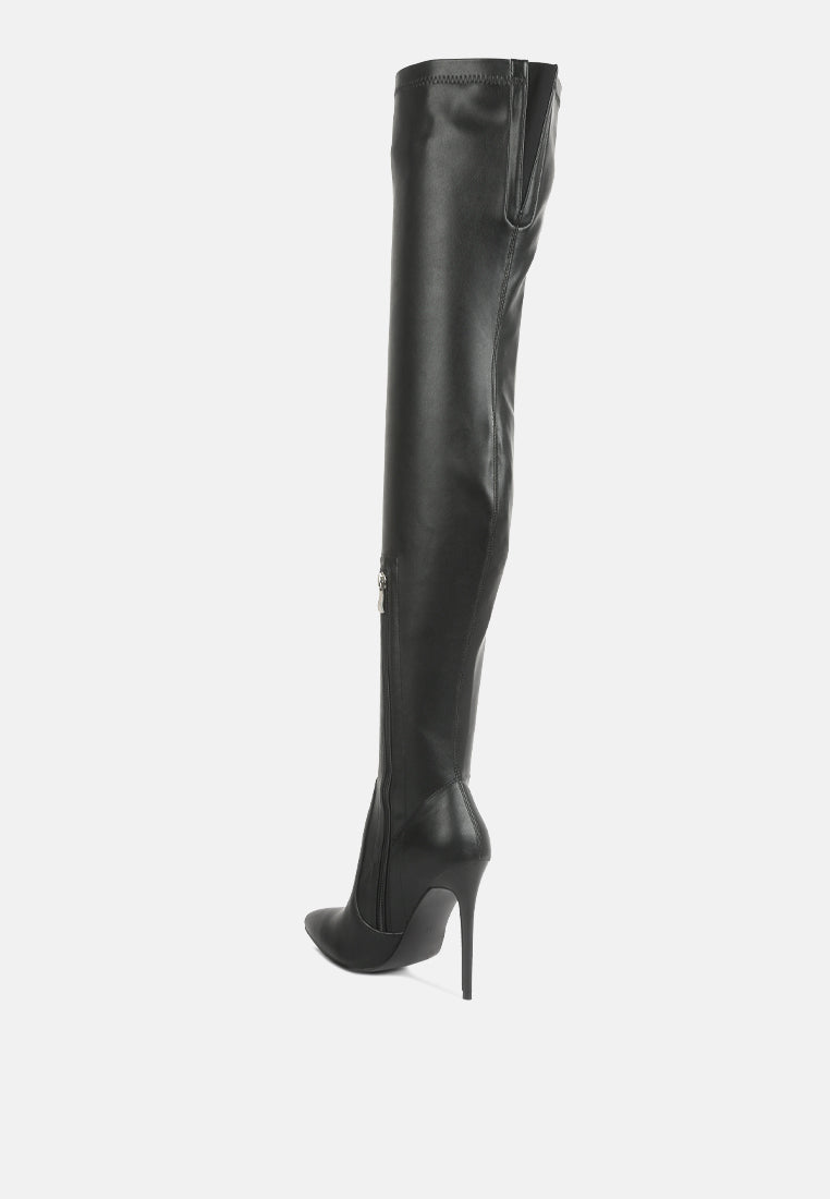 Gush Matte Leather Over Knee Heeled Boots