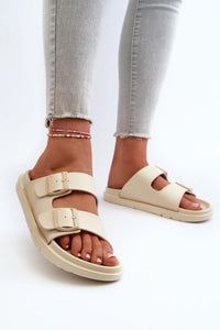 Beige Buckle Sandals