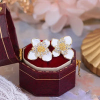 Fresh Cute Hook Drop Oil Flower Stud Crystal Earring