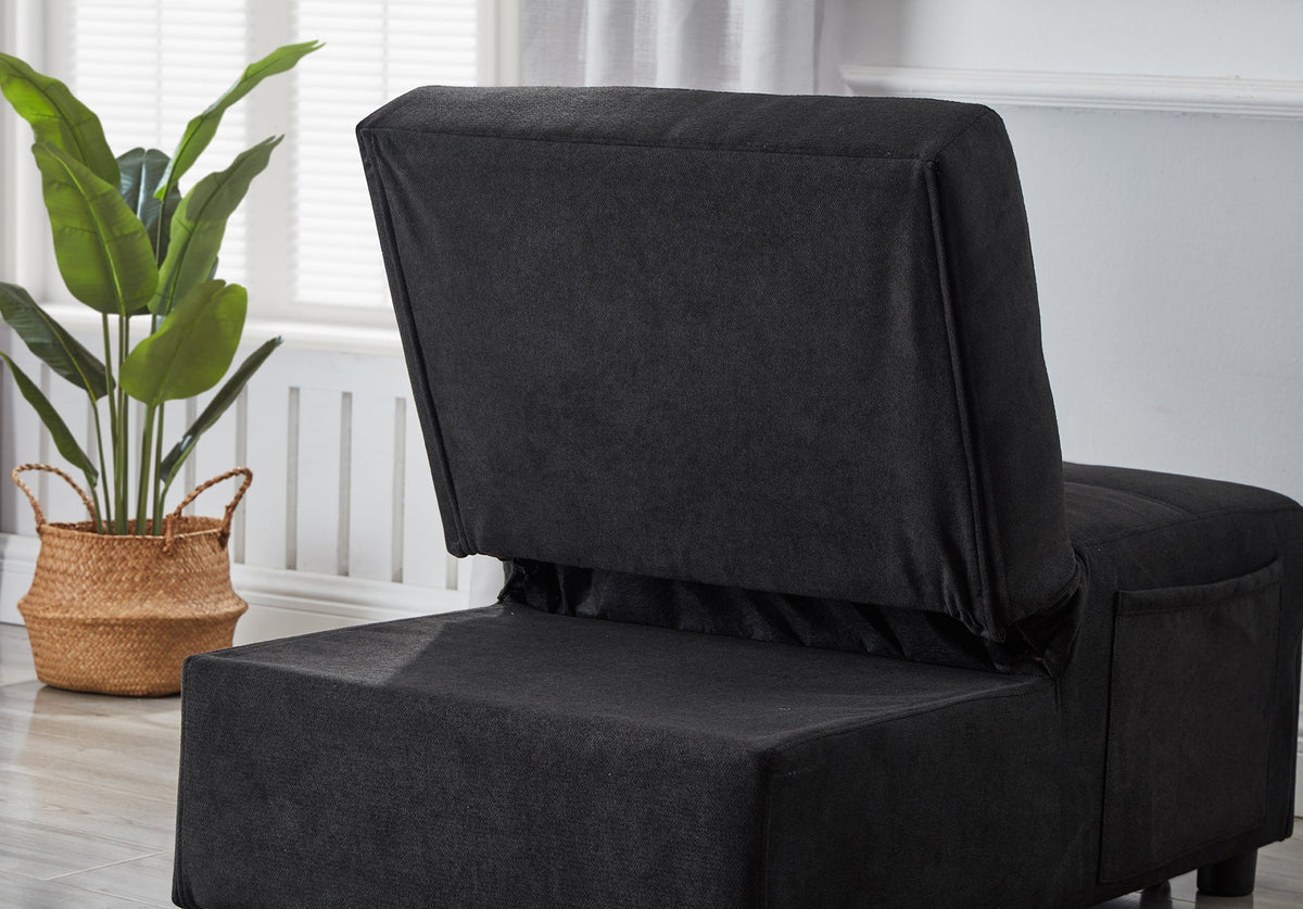 Living Room Bed Room Furniture With Black Linen Fabric Recliner Chair Bed