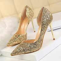 Handmade Glam Sparkle Open Arch Stiletto Pumps - Multiple Color Options