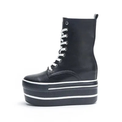 Platform High Top Lace-Up Boots