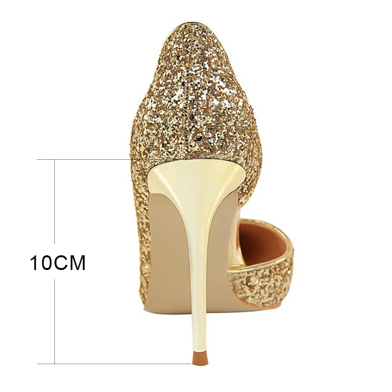 Handmade Glam Sparkle Open Arch Stiletto Pumps - Multiple Color Options