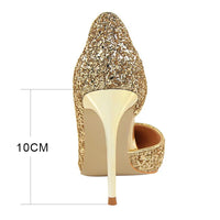 Handmade Glam Sparkle Open Arch Stiletto Pumps - Multiple Color Options