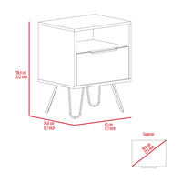 Nightstand Skyoner, Single Drawer, Hairpin Legs - White