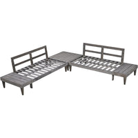 3-Piece Patio Furniture Set Solid Wood Set With Coffee Table