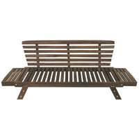 Outdoor Adjustable Patio Wooden Daybed Brown Finish + Gray Cushion