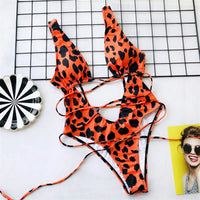 Printed Deep v Neck Wrap Around Tummy Cut Out One Piece Swimsuit Women Swimwear Female Bather Bathing Suit Swim Monokini V1037G