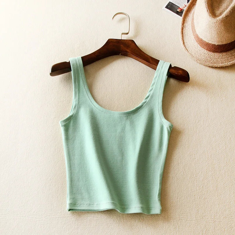 Short Cotton Tank Tops Style Crop Top (Multiple Colors)