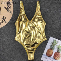 NEW Shiny Metallic Monokini One Piece or Two Piece String Bikini in Silver or Gold