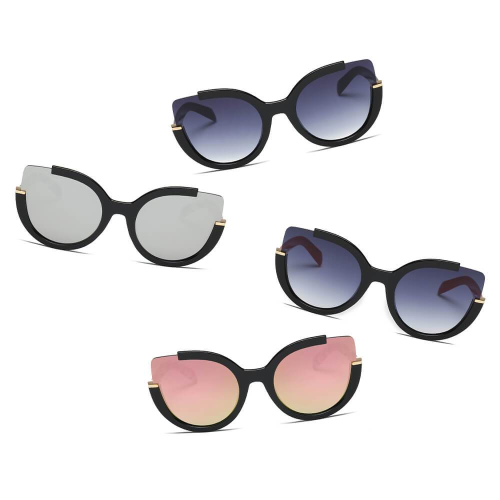 LENOX | Women Cut Out Round Cat Eye Fashion Style Vogue Sunglasses