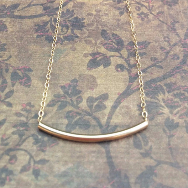 Gold Curved Bar Necklace