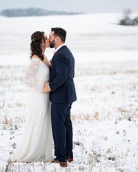 Simplistic Lace Edge, Ivory Off Shoulder Long Sleeve Mermaid Wedding Dress