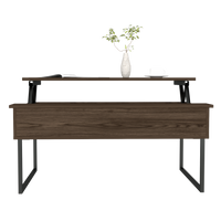 Lift Top Coffee Table Cessarr,Two Legs - Dark Walnut