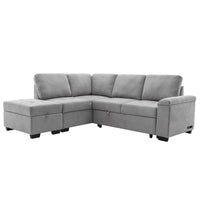 Sleeper Sofa, L-Shape w/ Storage Ottoman & Hidden Arm Storage & USB ports