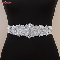 Rhinestones Wedding Belt w/ Crystal Applique for Waistband Bridal Sash