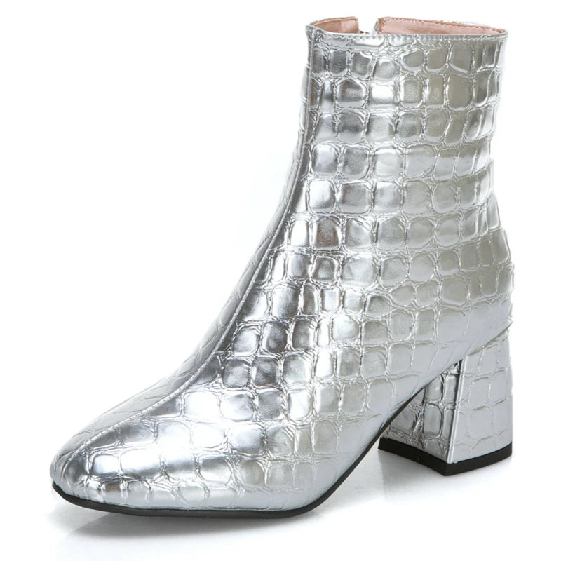 Snake Leather Ankle Boots