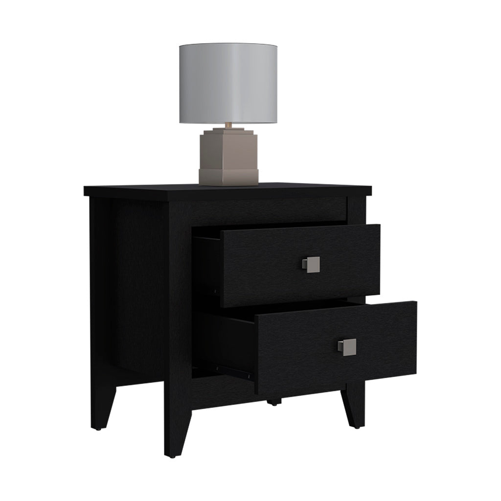 Nightstand More, Two Shelves, Four Legs - Black