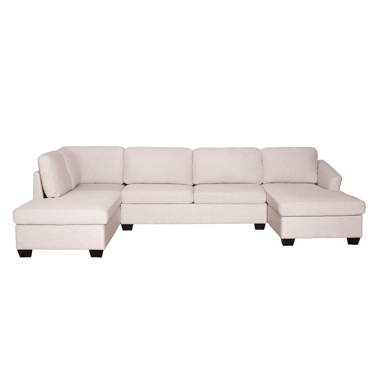 Modern Large U-Shape Sectional Sofa, Double Wide Chaise Lounge Couch,  Beige