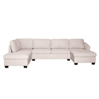 Modern Large U-Shape Sectional Sofa, Double Wide Chaise Lounge Couch,  Beige