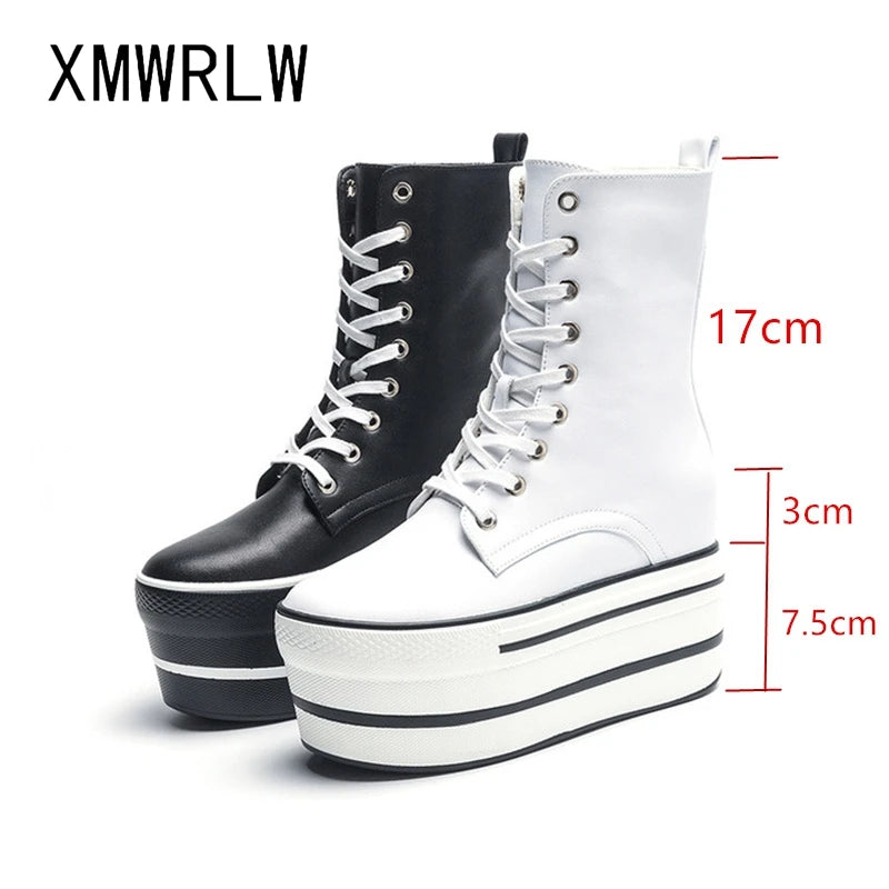 Platform High Top Lace-Up Boots