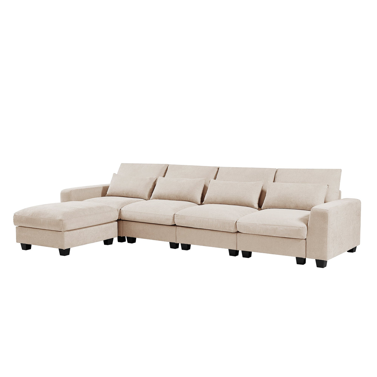 Feather Filled Modern Large L-Shape Convertible Sectional w/ Reversible Chaise