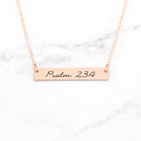 Psalm 23:4 Necklace - Sterling Silver Bar Necklace