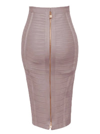 Solid Zipper Bandage Pencil Skirt (Multiple Colors)