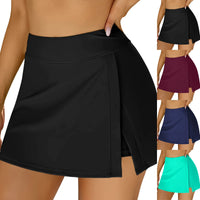 High Waist Quick Dry Split Skirt with Built in Shorts (Multiple Colors)