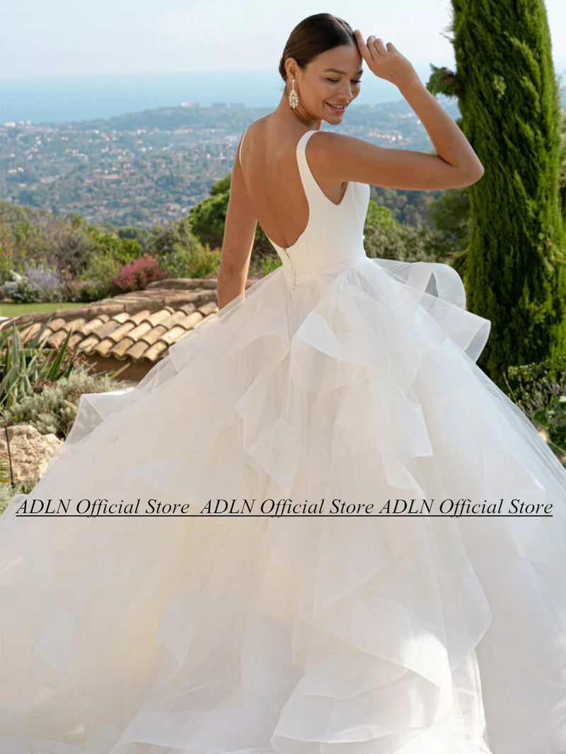 Simple Ruffles Wedding Dress