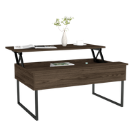 Lift Top Coffee Table Cessarr,Two Legs - Dark Walnut