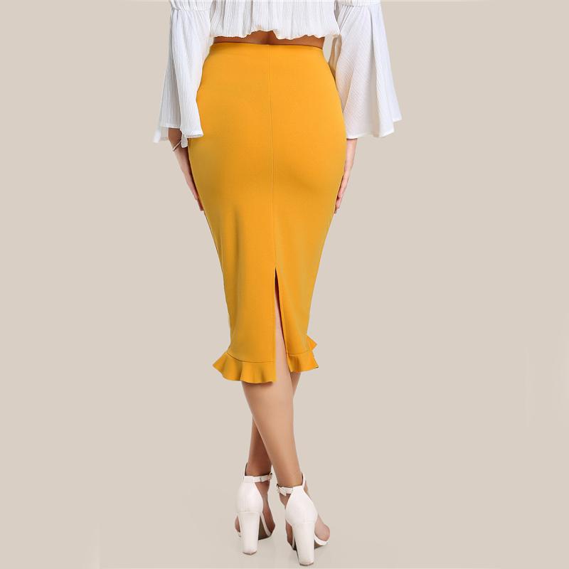 Mango Split Ruffle Pencil Skirt