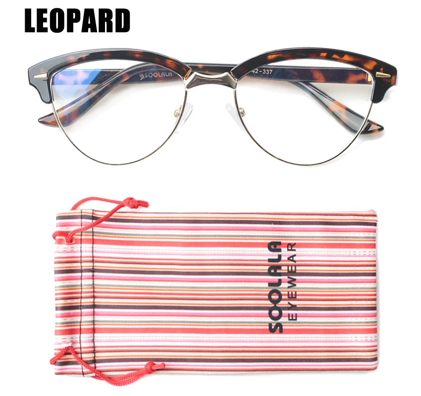 Cat Eye Semi-Rimless Anti Blue Light Filter Eyeglasses