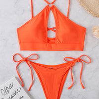 Hollowed - Orange Bikini Two Piece Swim Suit Set