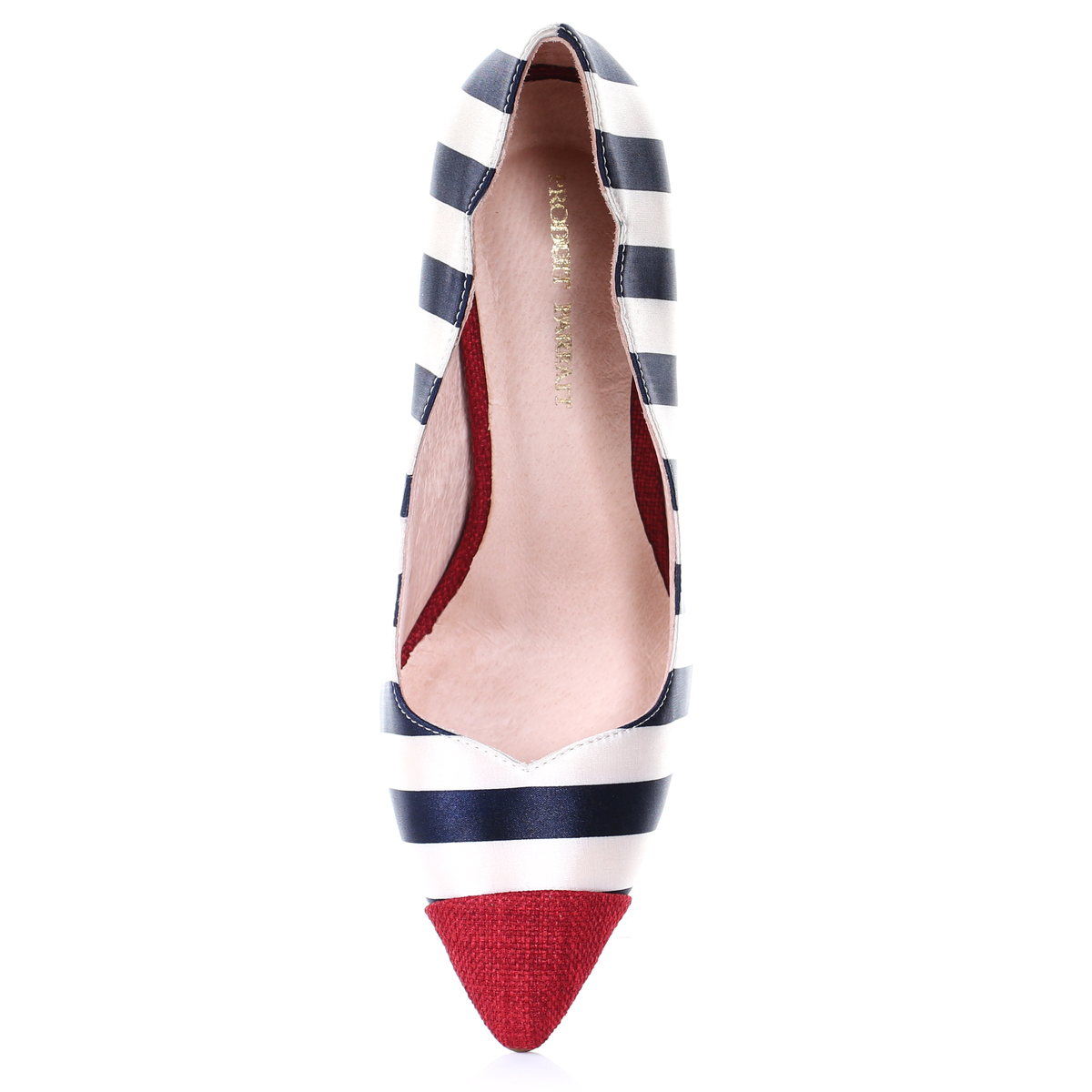 Chrome Heel Stripe Pointed Toe Pumps