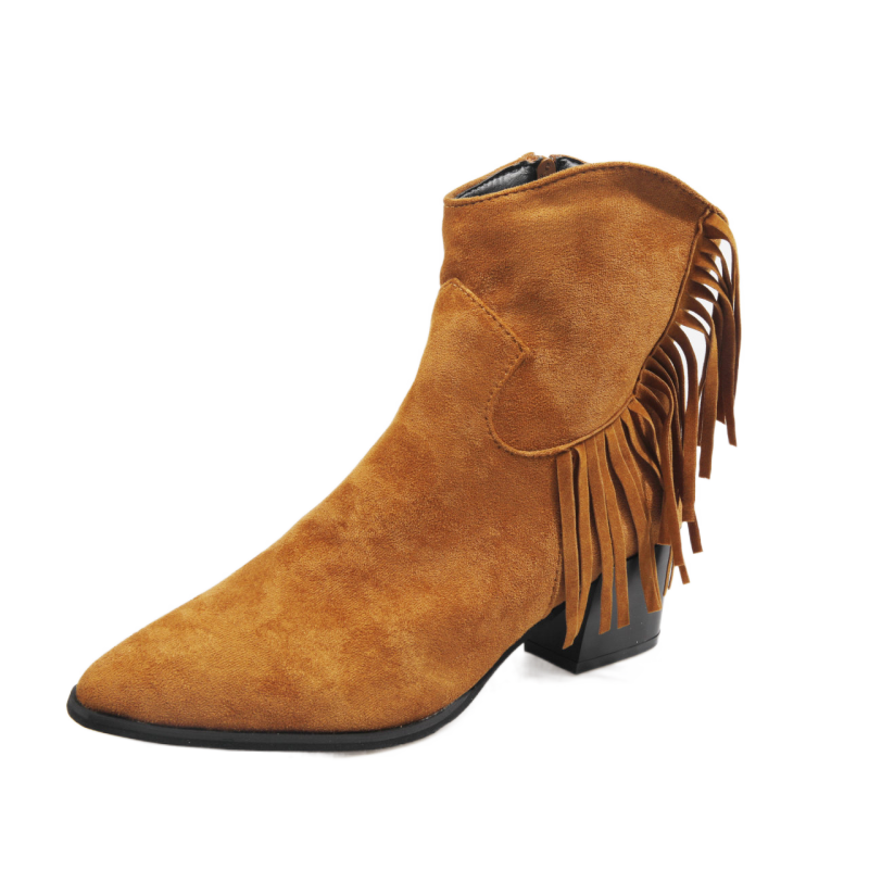 Suede Fringe Ankle Cowboy Boot