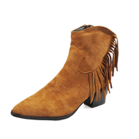 Suede Fringe Ankle Cowboy Boot