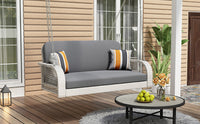 2-Seater Hanging Bench With Chains - PE Wicker Porch Swing