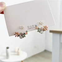 Fresh Cute Hook Drop Oil Flower Stud Crystal Earring