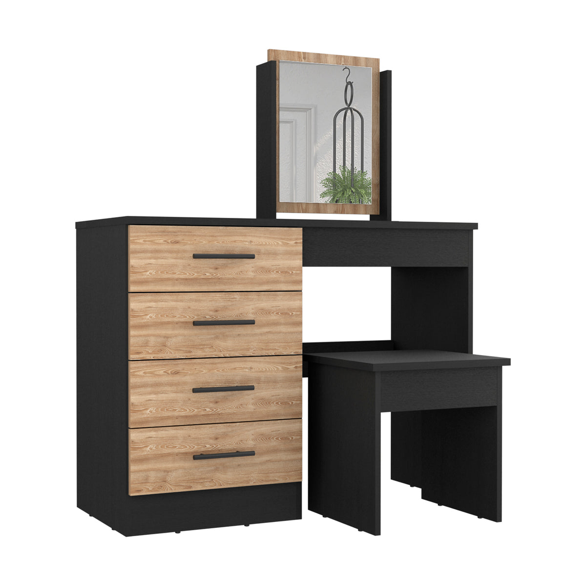 Makeup Dressing Table Roxx, Bedroom, Black / Pine