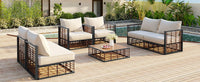 Modern 7-Piece Metal Patio Sectional Sofa Set, All-Weather Garden Set