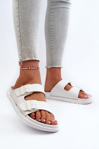 White Buckle Sandles