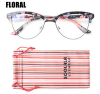 Cat Eye Semi-Rimless Anti Blue Light Filter Eyeglasses